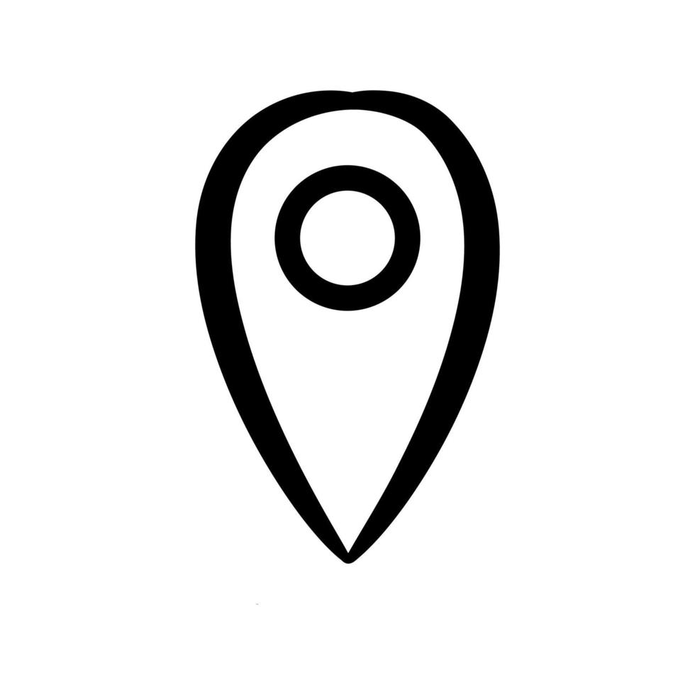 handgetekende coördinaten locatie punt gps, kaart aanwijzer doodle pictogram. vector