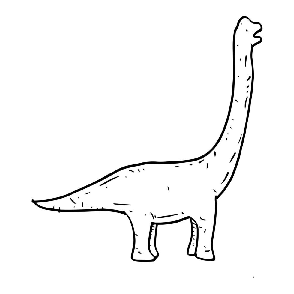 hand getekende vector doodle brachiosaurus illustratie. Cartoon brachiosaurus geïsoleerd op een witte achtergrond voor de kleurplaat, posterontwerp, t-shirt print en sticker.