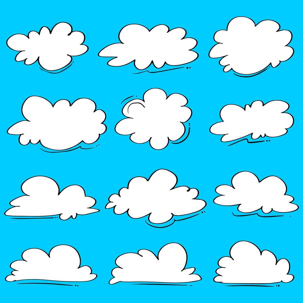 doodle set hand getrokken wolken. vectorillustratie. vector