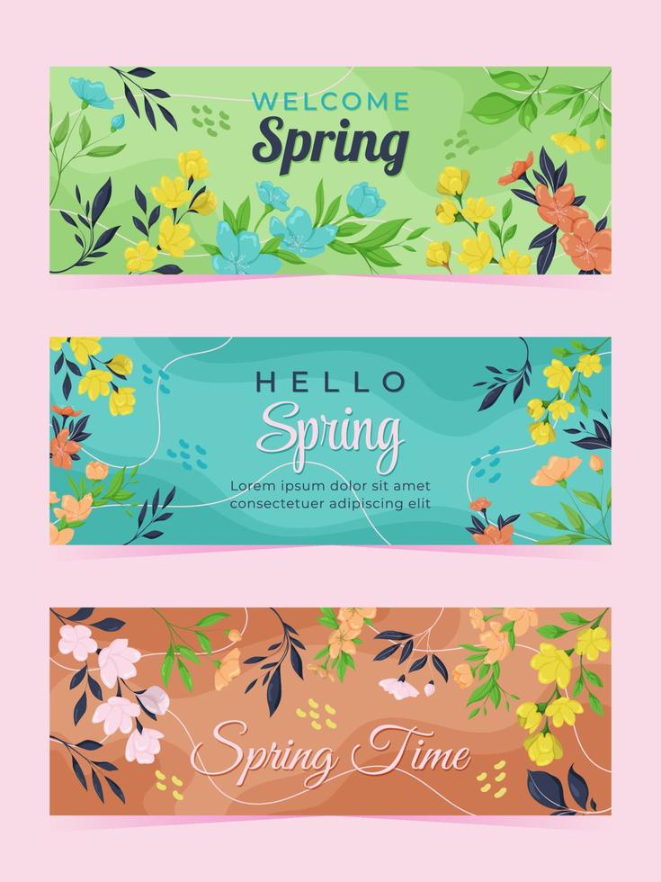 lente bloemen banner set vector