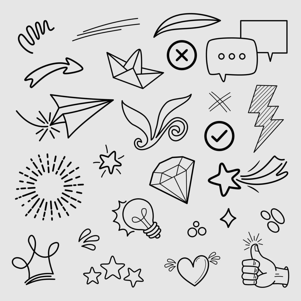 doodle element vector set, voor conceptontwerp.