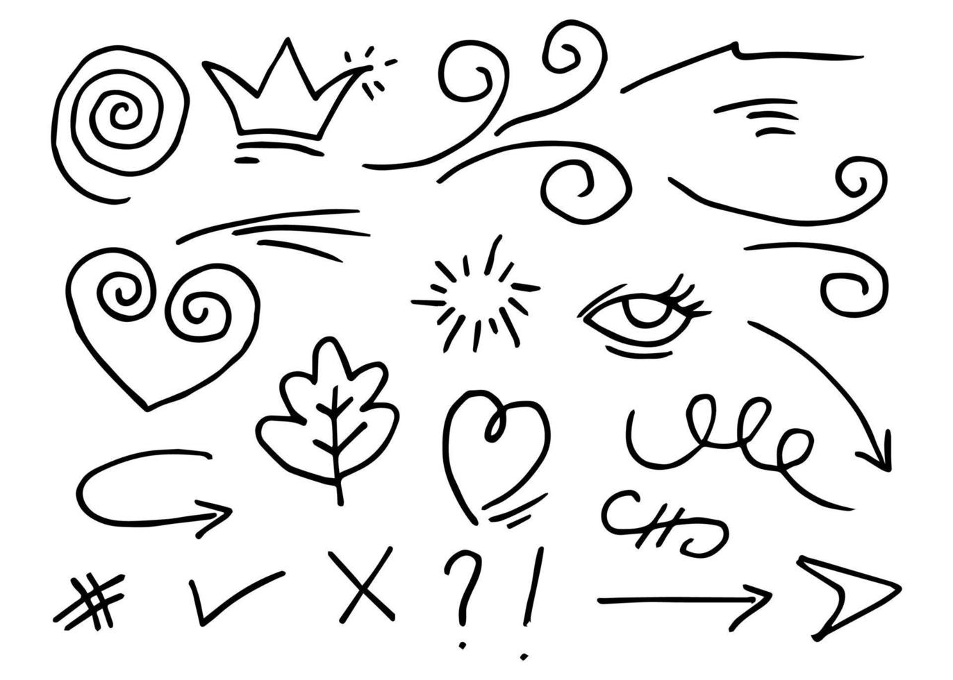 doodle element vector set, voor conceptontwerp.