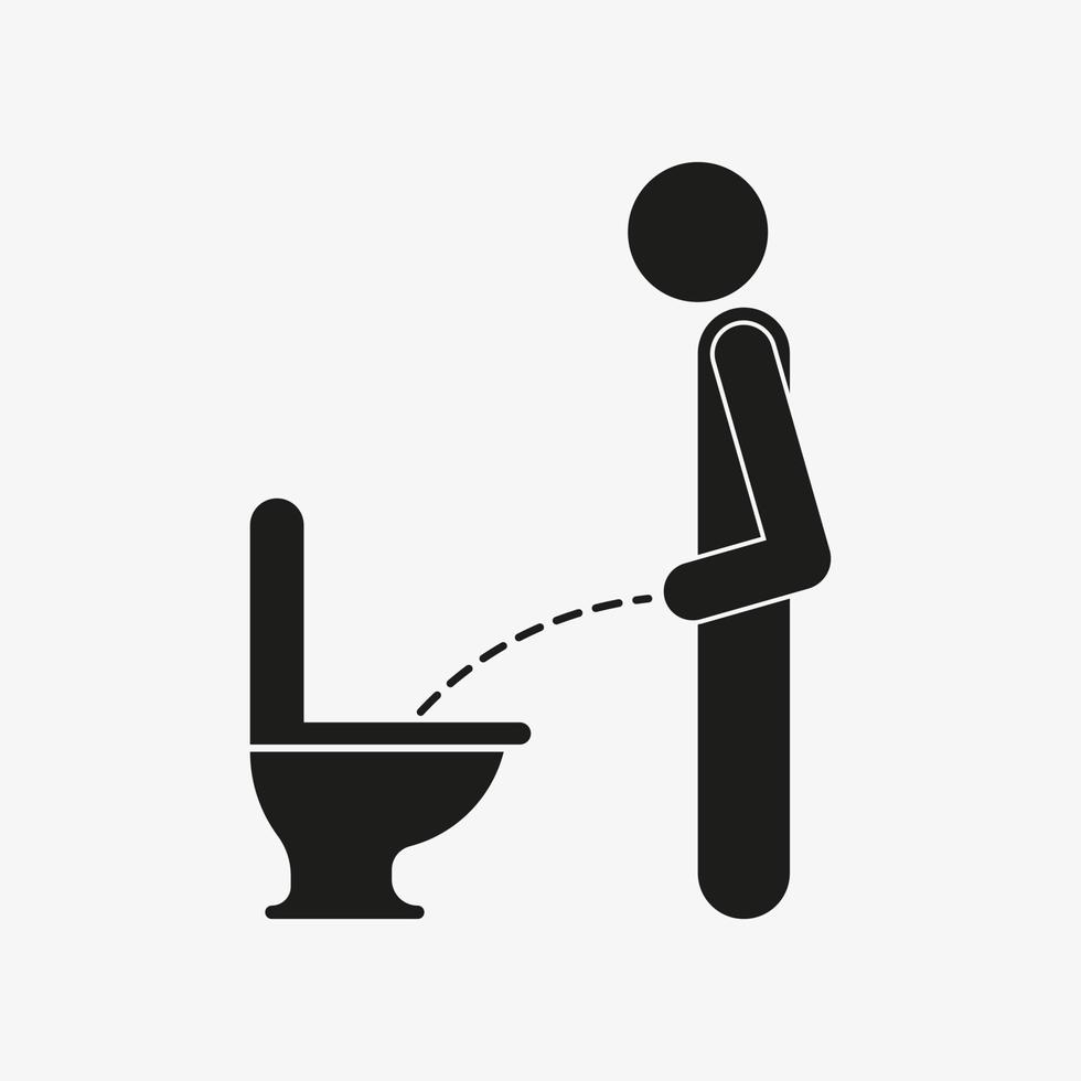 man plassen naar het toilet. persoon die urineert. vector pictogram geïsoleerd op een witte achtergrond