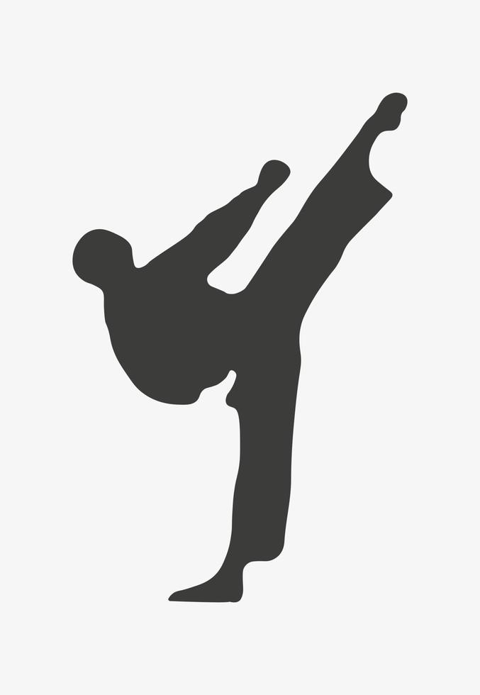 karate kick vectorillustratie. krijgskunst silhouet. kung fu of karate icoon vector