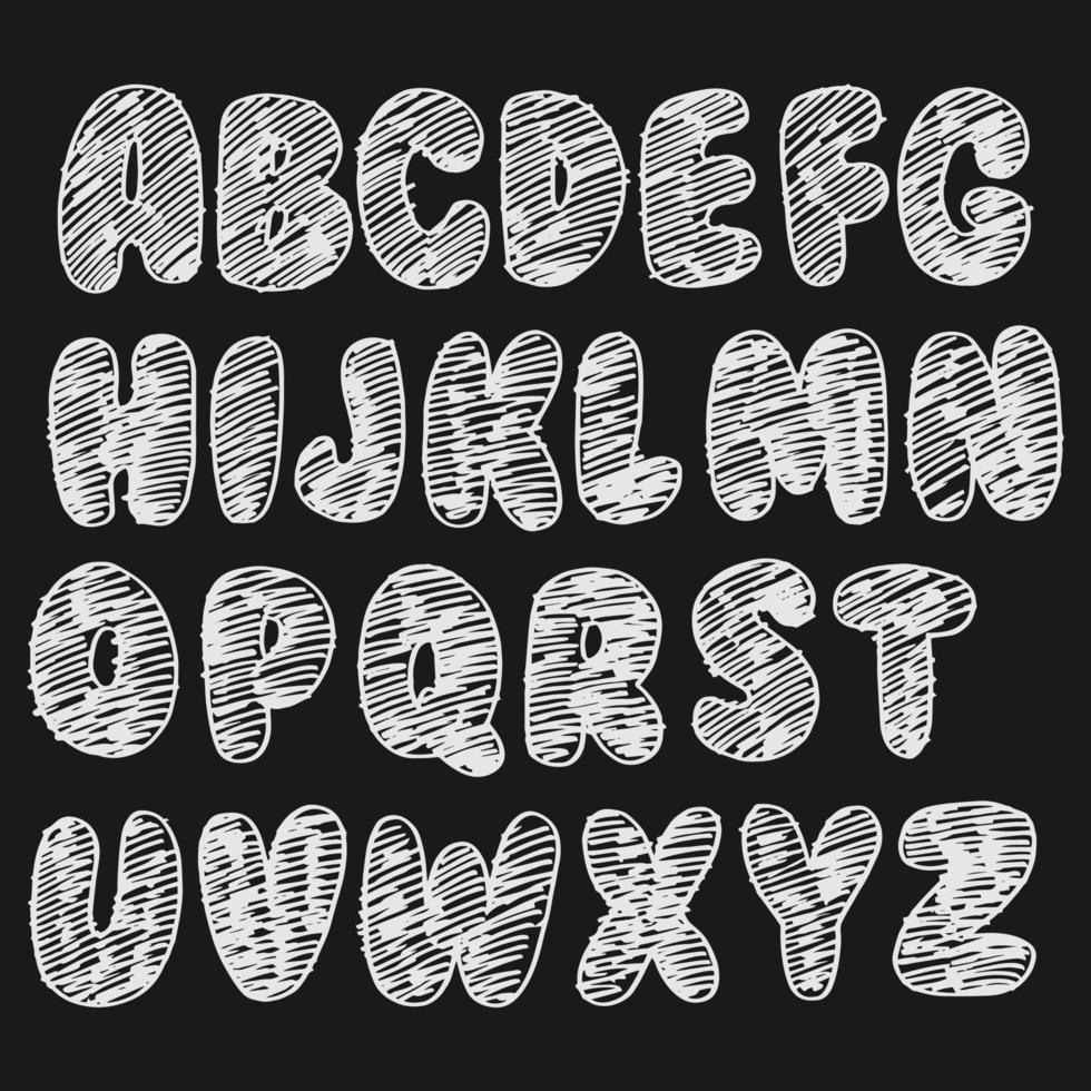 hand getrokken doodle grappige lettertype. set schets schattig alfabet. vectorillustratie voor tijdschriften, drukken, webposters, handgetekende typografie enz. vector