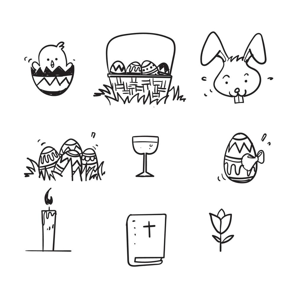 hand getrokken doodle Pasen viering collectie icoon geïsoleerd vector