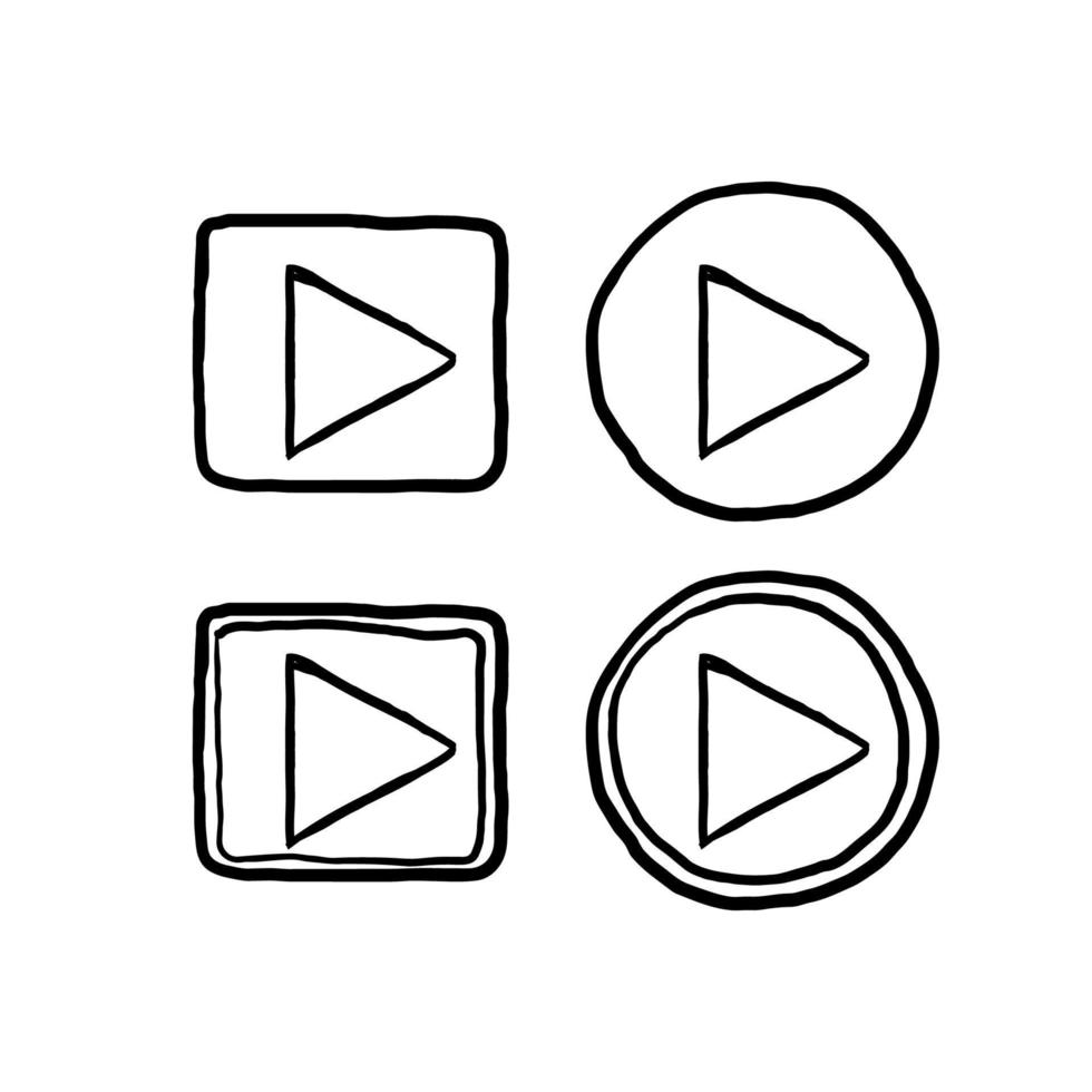 verzameling van speler knop pictogram bord met hand getrokken doodle stijl vector