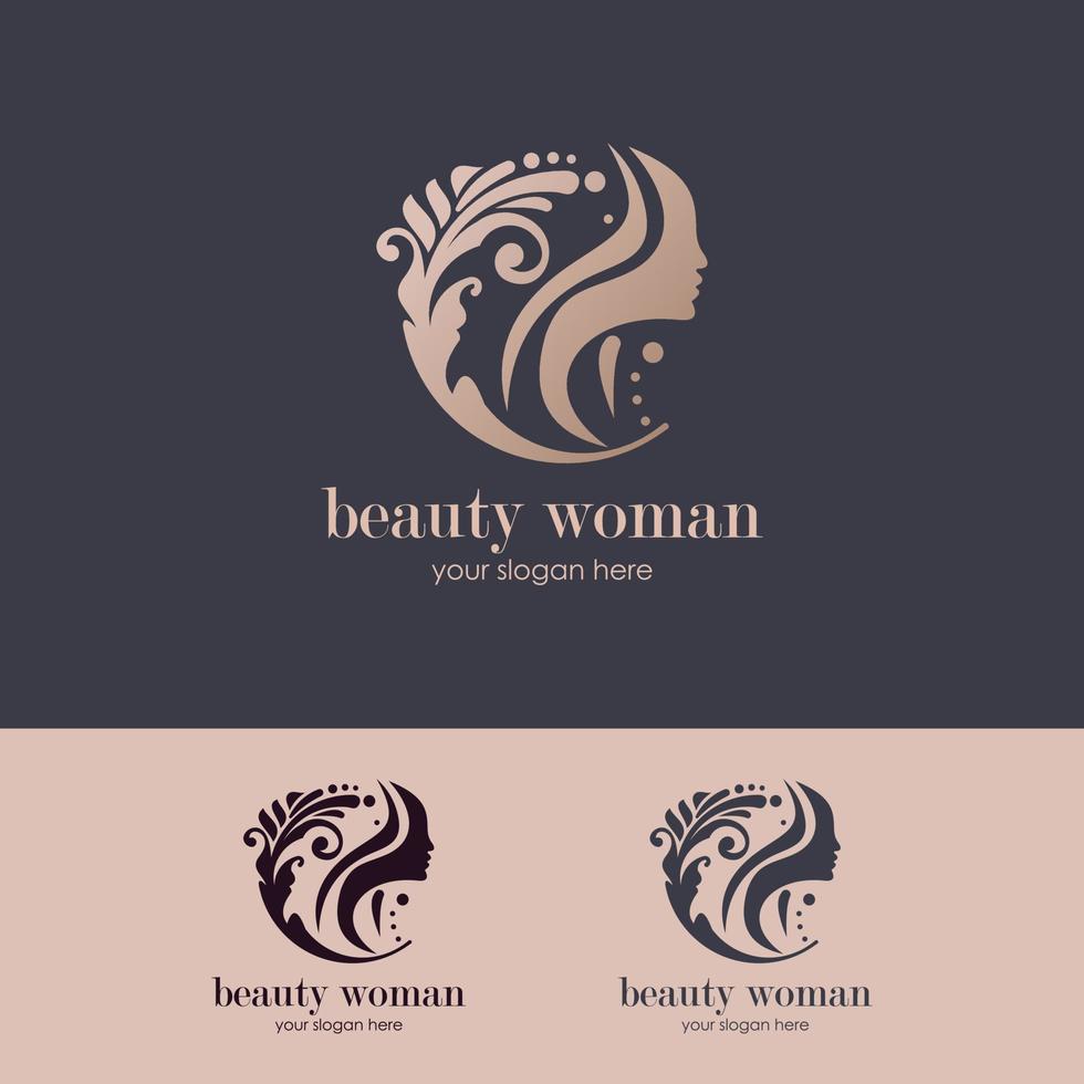 sillhouette stijl dameskapsel schoonheidssalon logo sjabloon vector