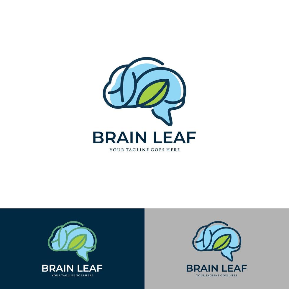 gezondheid hersenen natuur geest logo ontwerp vector