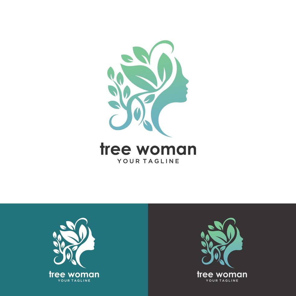 het gezicht en de bladeren van de vrouw. logo's, pictogrammen. illustratie op het thema van schoonheidssalon, massage, cosmetica, spa vector