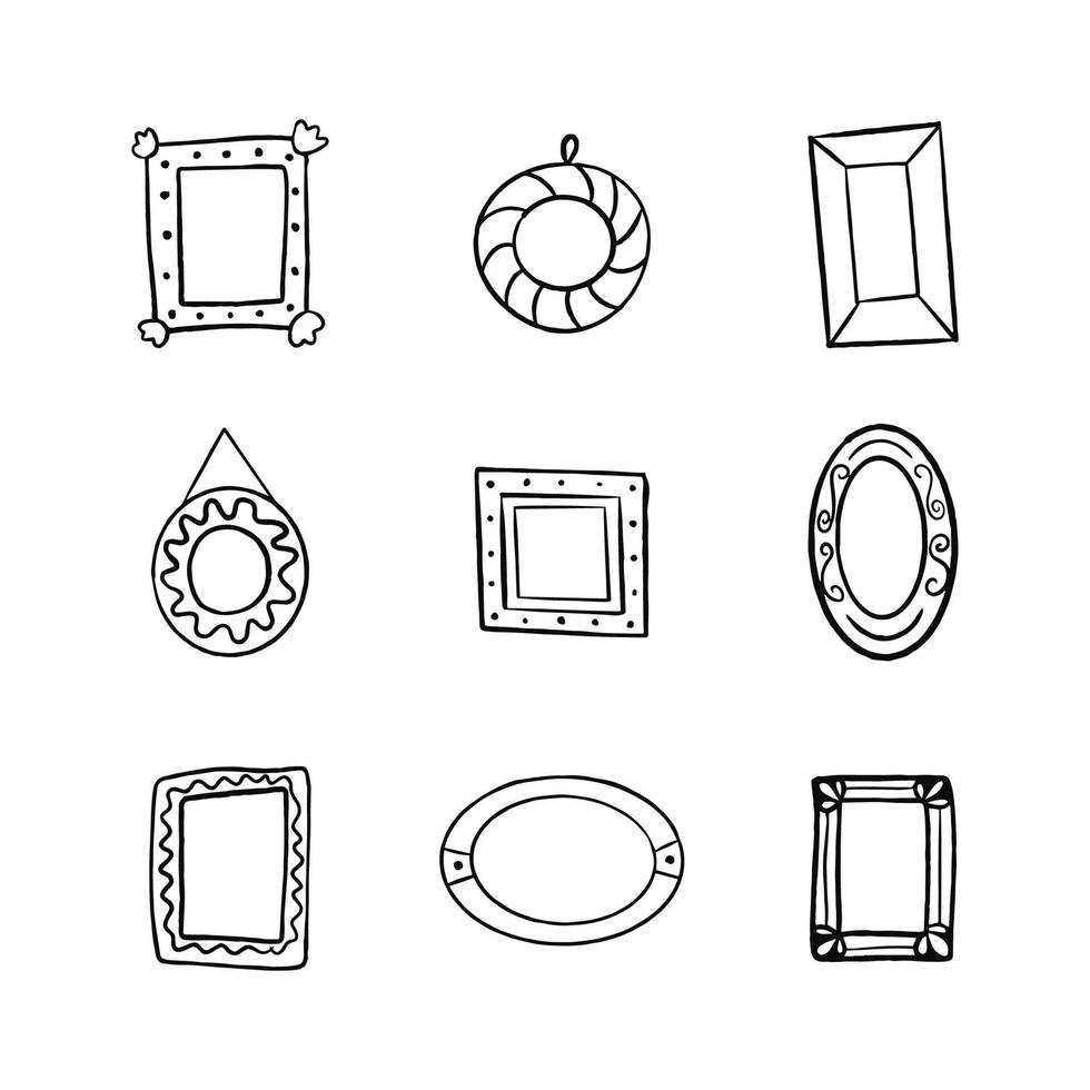 priset van frames met de hand getekend in doodle-stijl vector