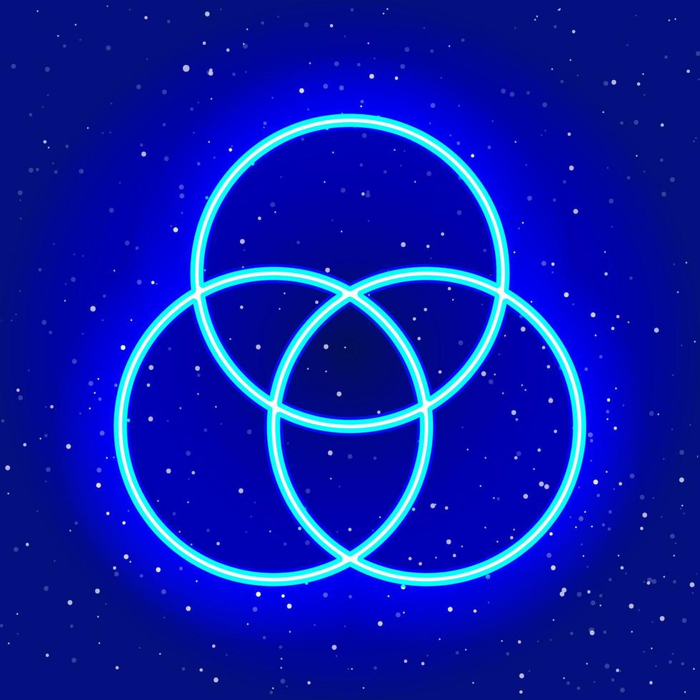 neon blauw ronde pictogram. middernacht blauw. neon verweven rond geometrisch ontwerp. realistisch neonpictogram. lineaire pictogram op witte achtergrond. vector