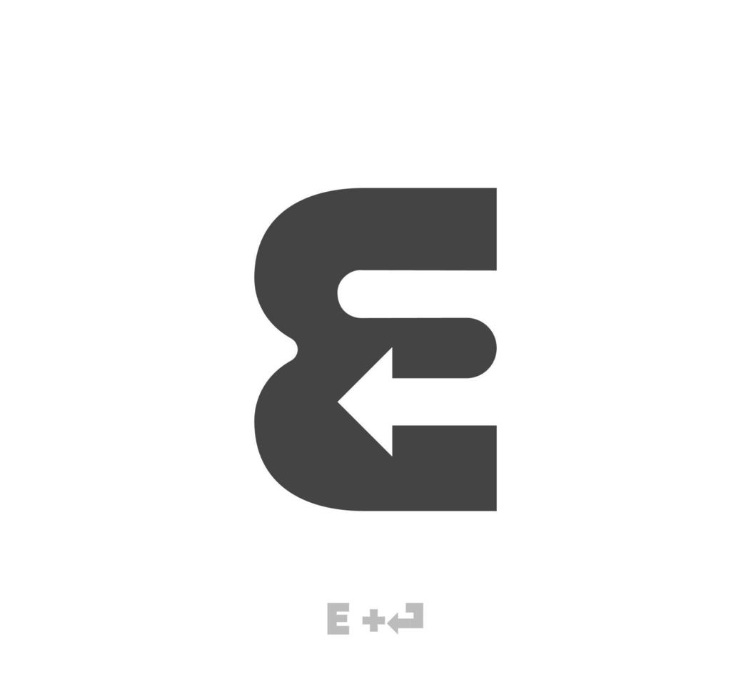letter e pijl logo sjabloon vector eps. terugkerende pijl. uniek embleem. vector abstracte letter eenvoudige pijl gekleurde doelpictogram.