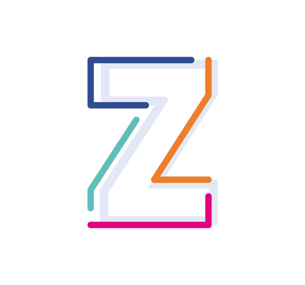 abstracte letter z lijn kleurrijke lineaire logo. moderne letterlijnen met nieuwe pop-artkleuren. lettertype alfabet sjabloon. logo set dunne lijn schone stijl. vector