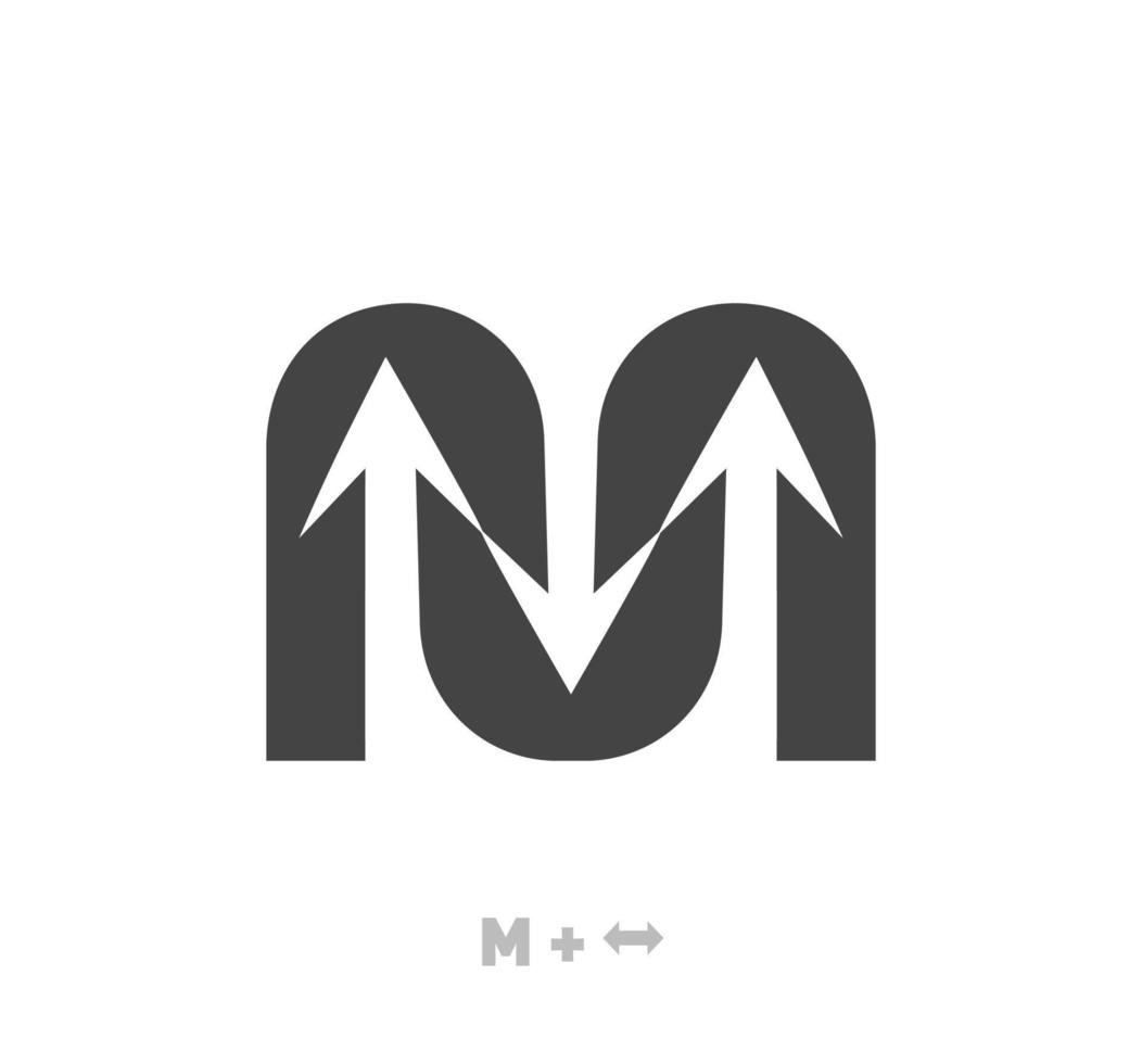 letter m pijl logo sjabloon vector eps. pijlen wisselen. uniek embleem. vector abstracte letter eenvoudige pijl gekleurde doelpictogram.