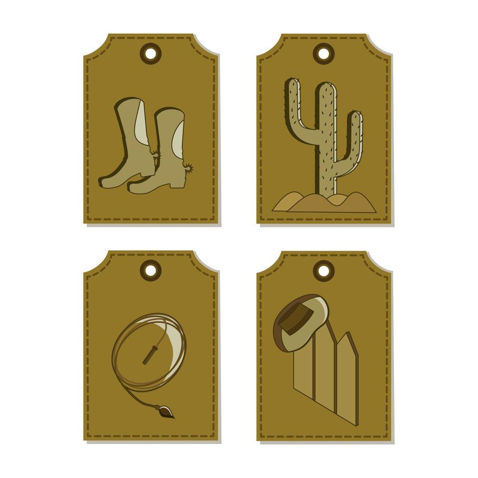 tags in cowboystijl. bruin. vector illustratie