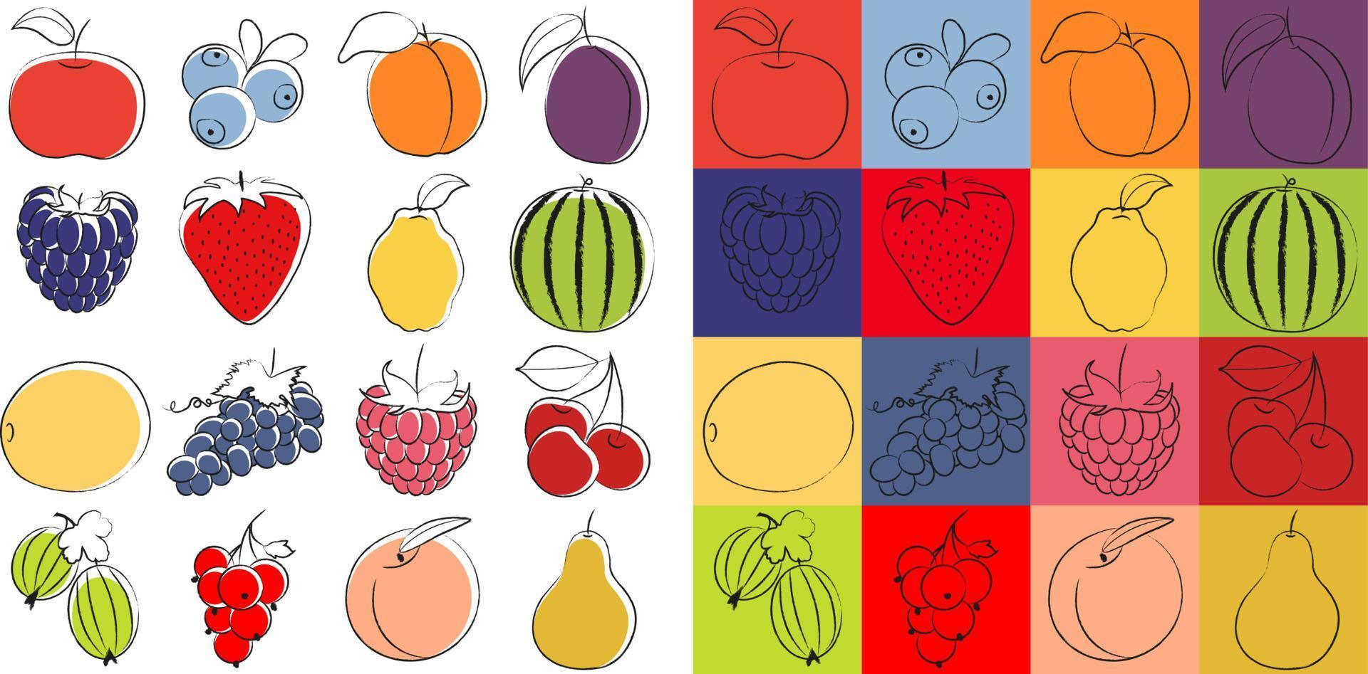 fruit en bessen set vector