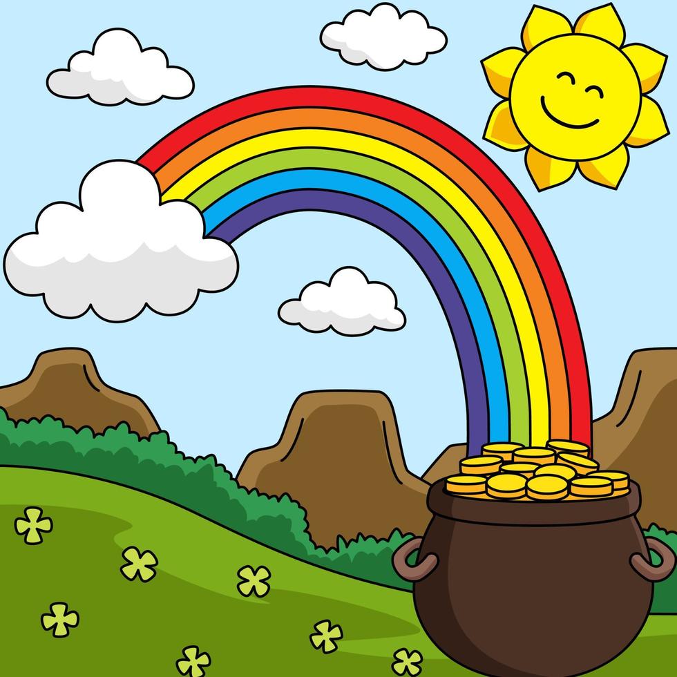 heilige patricks dag regenboog cartoon vector gekleurd