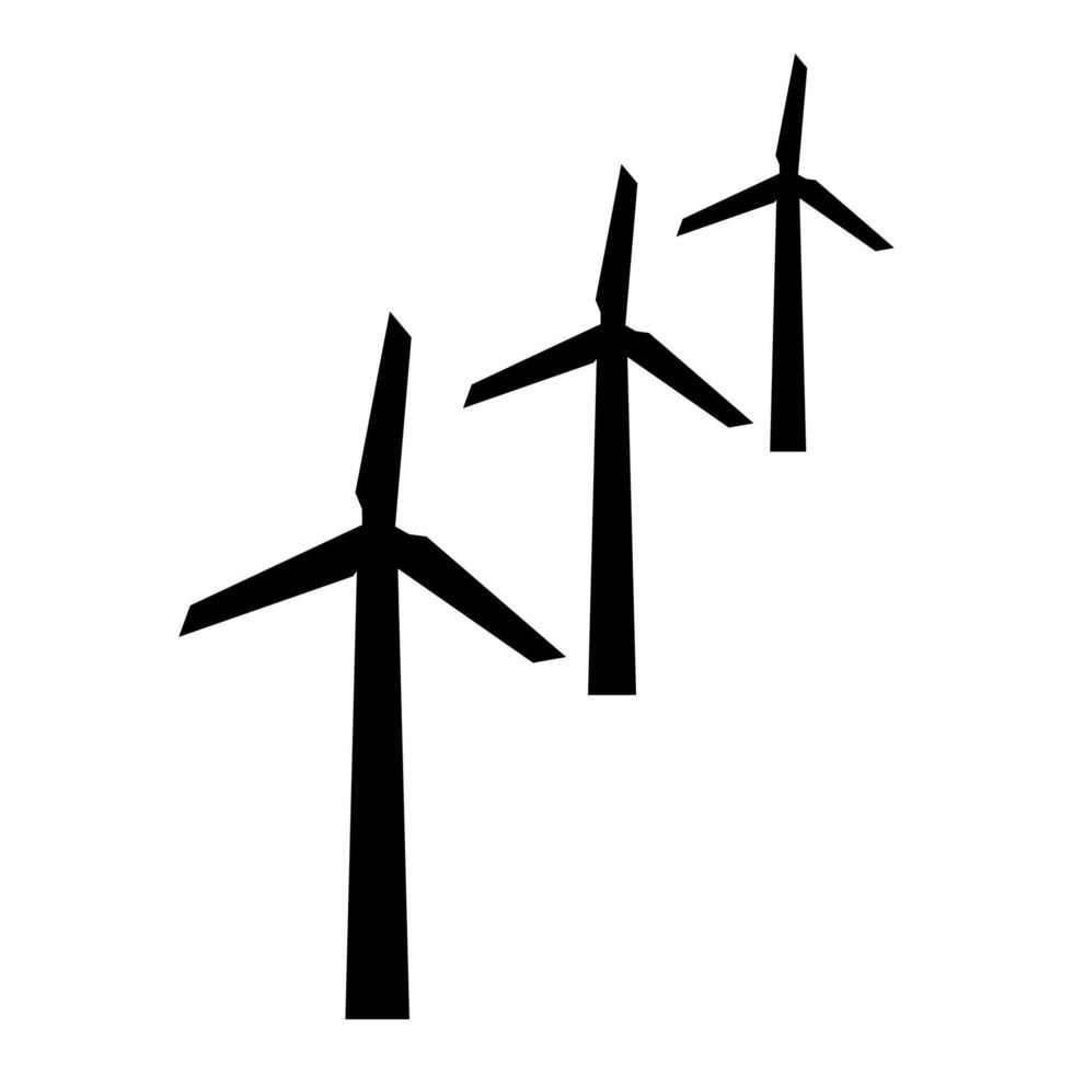 wind generatoren turbine macht windmolen schone energie concept pictogram zwarte kleur vector illustratie afbeelding vlakke stijl