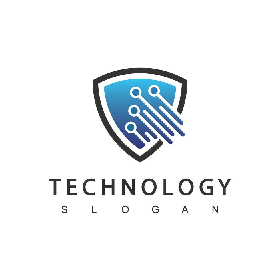 digitaal schild, veilige technologie logo ontwerpsjabloon vector