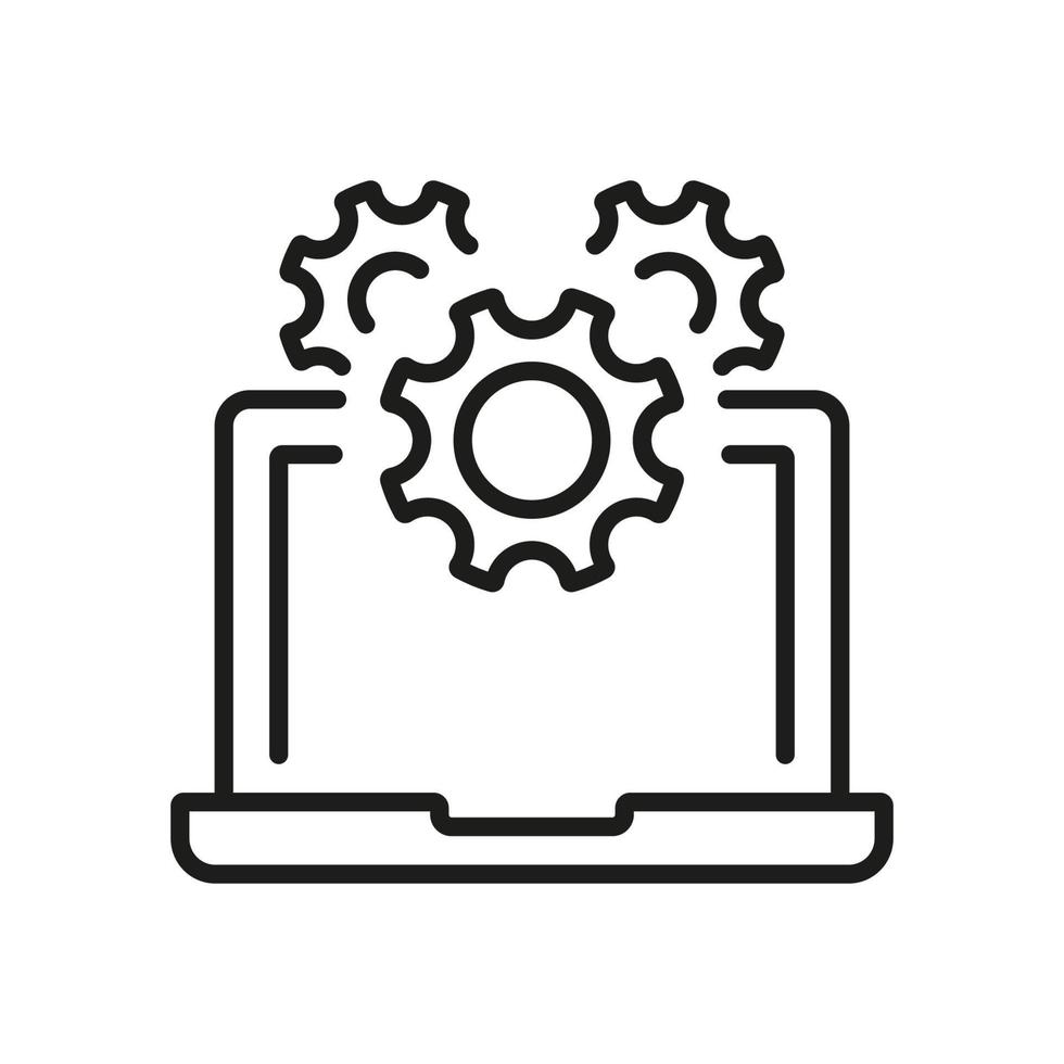 service van software lijn icoon. computersysteem update lineair pictogram. instellingen en configuratie van de laptop. technische hulp. vectorillustratie. vector