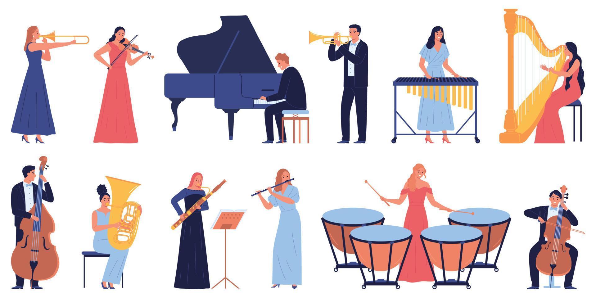 orkestrale muzikanten icon set vector