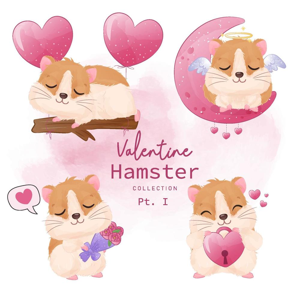 schattige hamster illustraties set vector