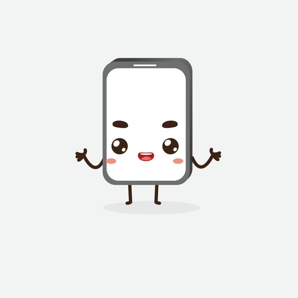 gratis smartphonekarakter. grappige smartphone. leuke smartphone. smartphone-logo. vector