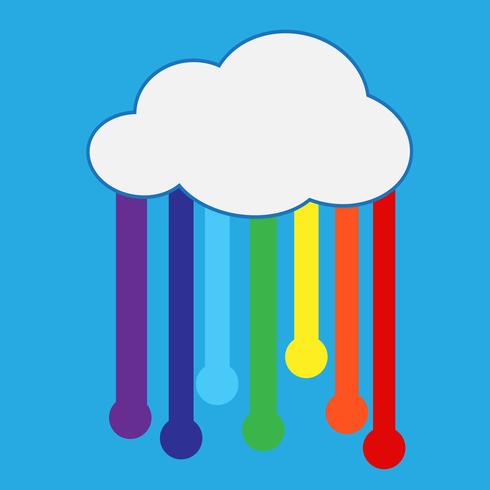 regenboog met wolk pictogram vector