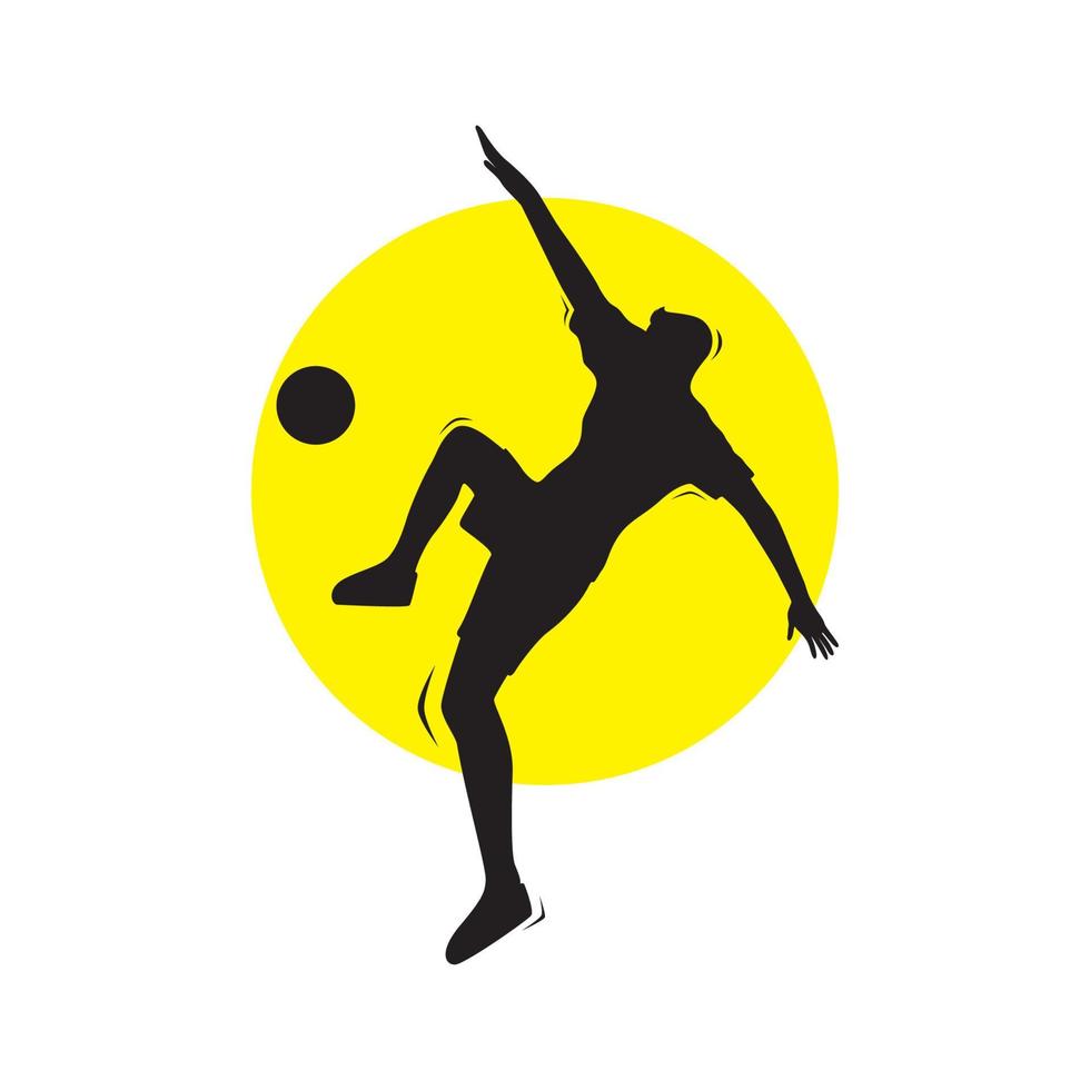 silhouet jonge man salto kick bal logo ontwerp, vector grafisch symbool pictogram illustratie creatief idee