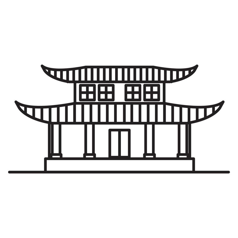 traditionele cultuur japan huis lijnen logo ontwerp vector pictogram symbool grafische afbeelding