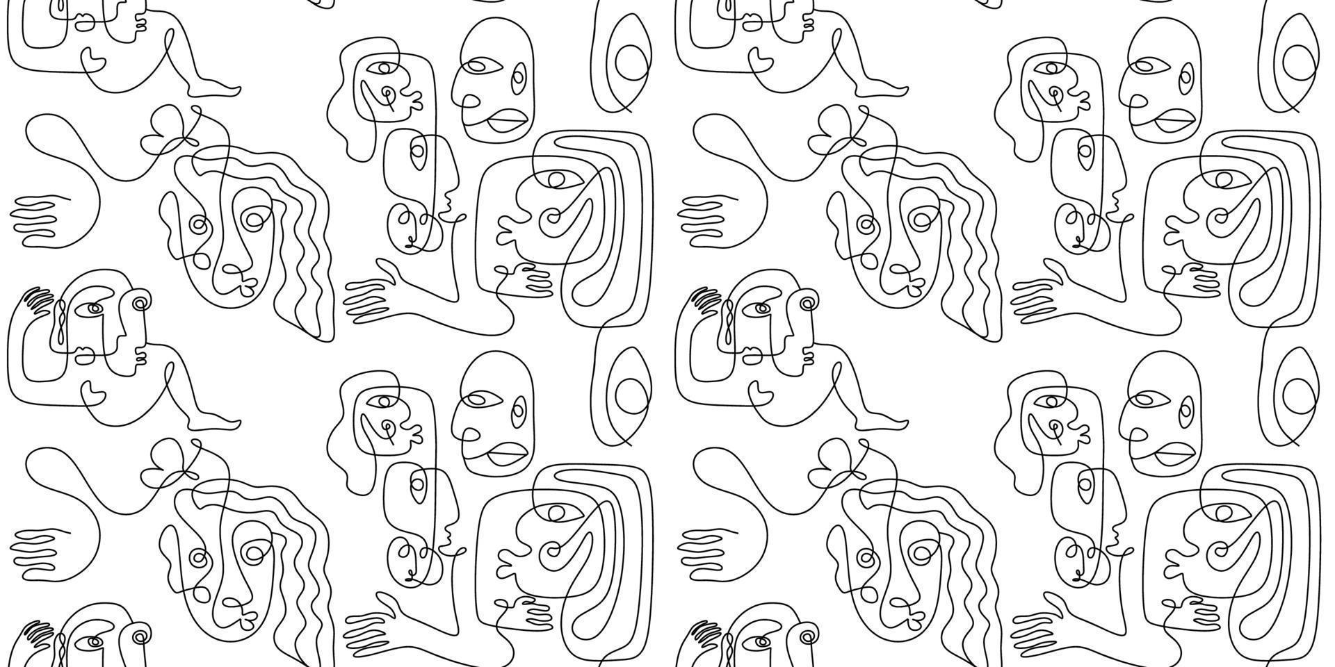 abstract lelijk gezicht kunst naadloze lijnpatroon. vector
