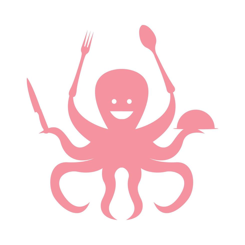 cartoon octopus koken voedsel logo vector pictogram symbool grafisch ontwerp illustratie