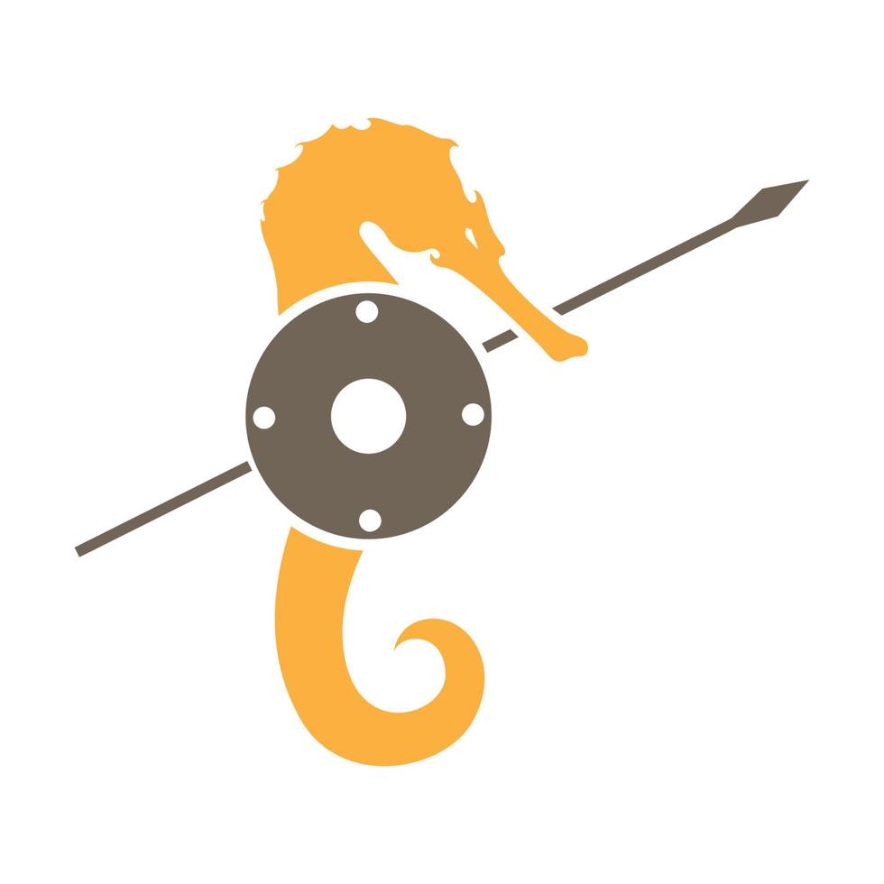 zeepaardje krijger logo symbool vector pictogram illustratie grafisch ontwerp