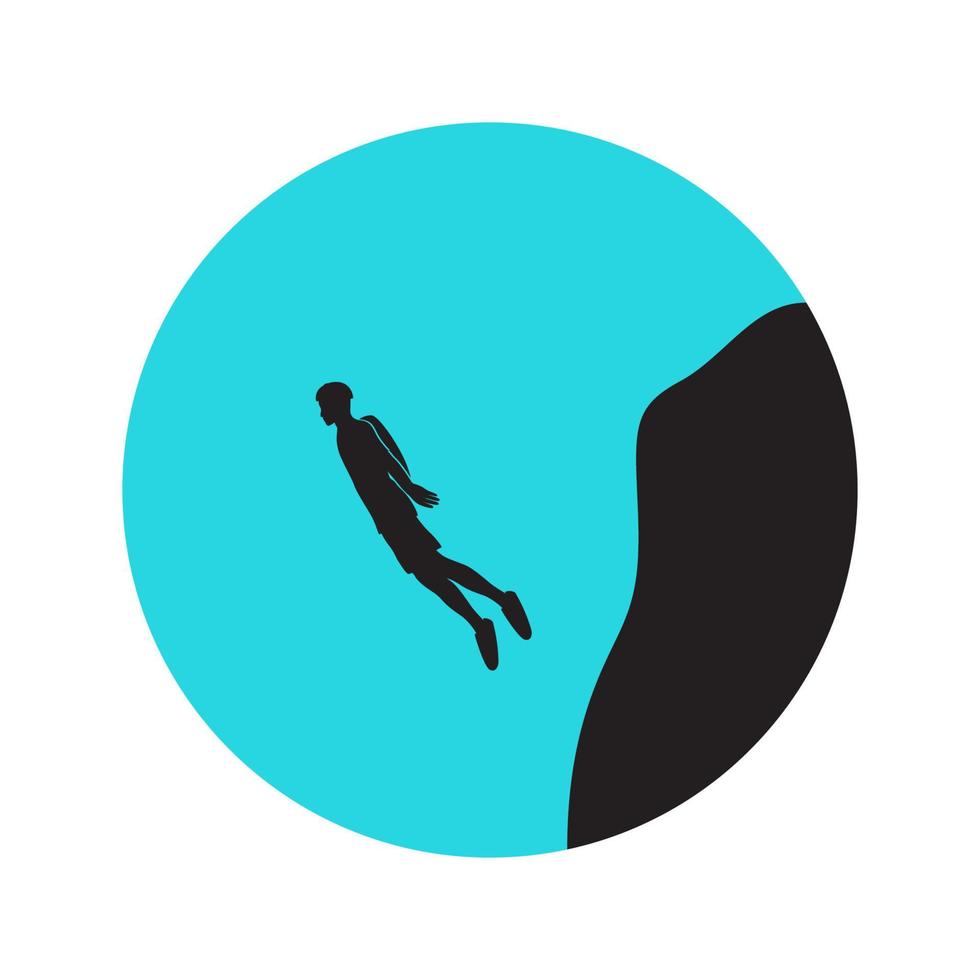 silhouet jonge man opleiding springen parachutespringen logo ontwerp, vector grafisch symbool pictogram illustratie creatief idee