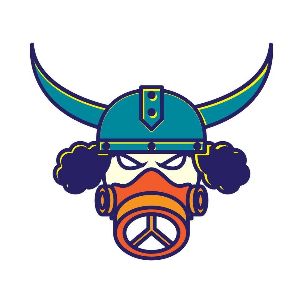 abstracte viking met rookmasker logo symbool vector pictogram illustratie grafisch ontwerp