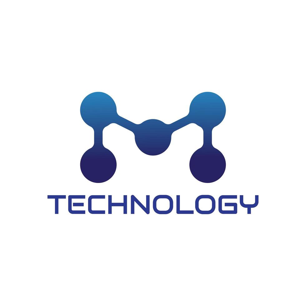 letter m technologie logo ontwerp vector