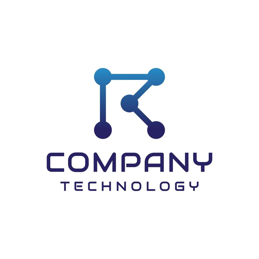 letter r technologie logo ontwerp vector