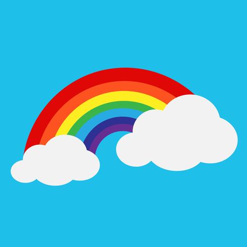 regenboog met wolk pictogram vector