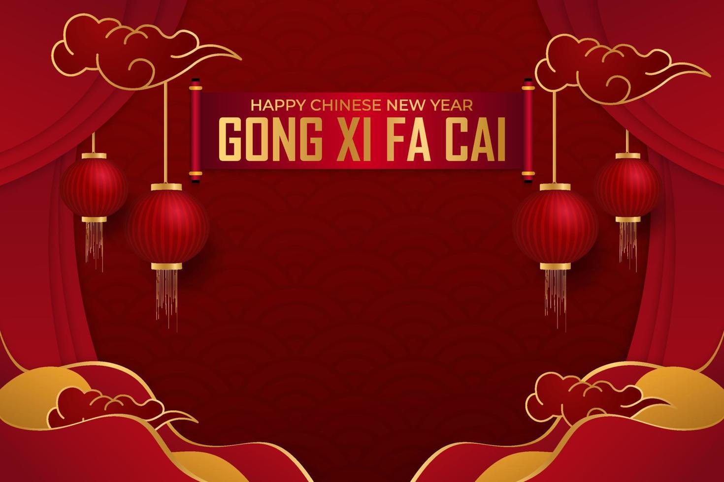 gong xi fa cai achtergrond met lantaarn vector