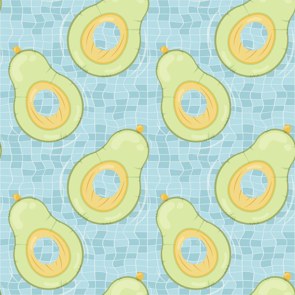 naadloos patroon met avocado-vormige opblaasbare matrassen voor poolparty, stoffenachtergrond en banner vector