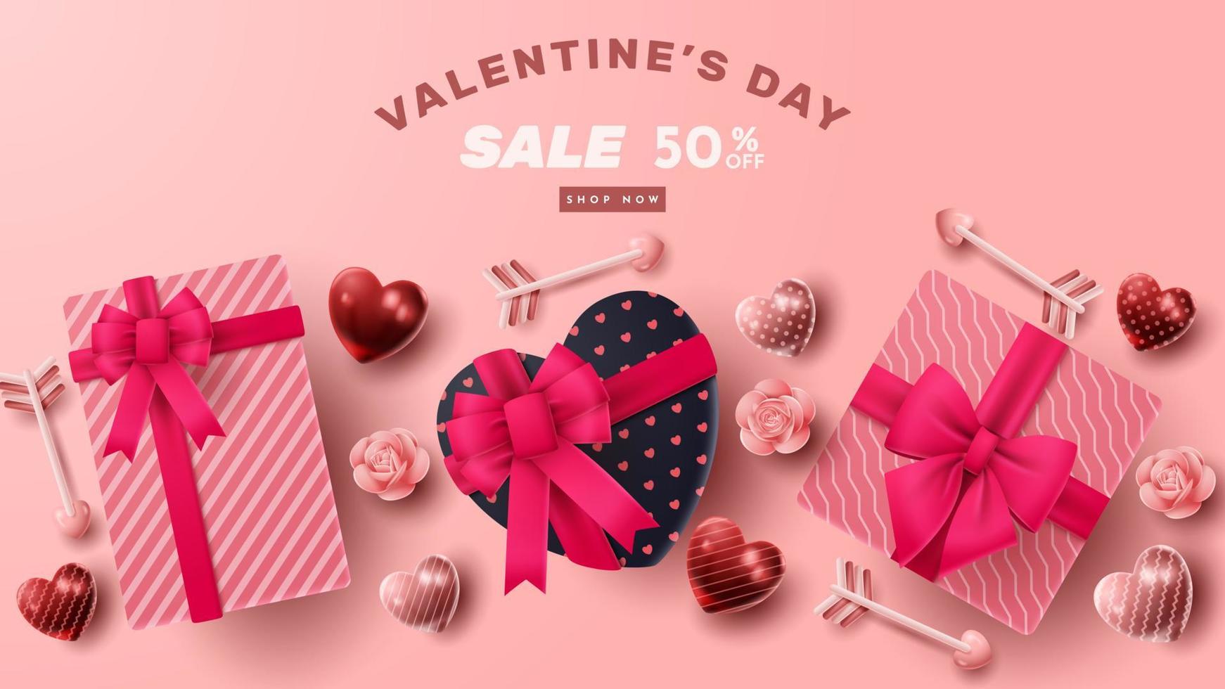 Valentijnsdag 3D-productpresentatie voor banner, reclame en zaken. vector illustratie