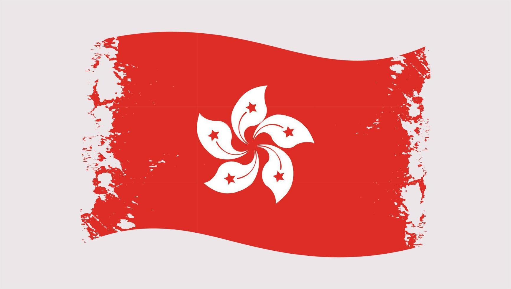 hong kong golvende borstel vlag ontwerp print vector