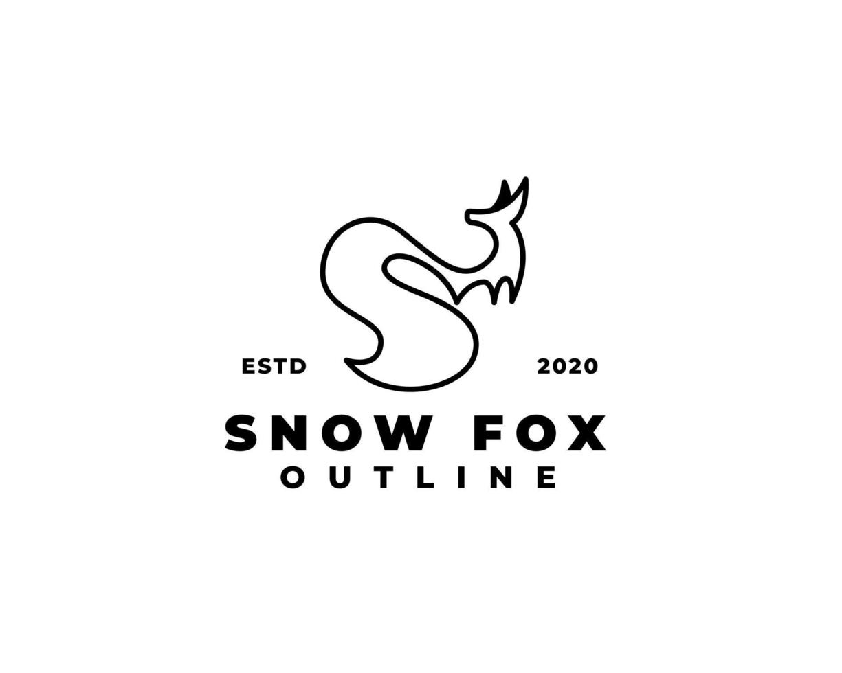 sneeuwvos logo ontwerp. letter s eerste logo. overzicht vos silhouet logo vector