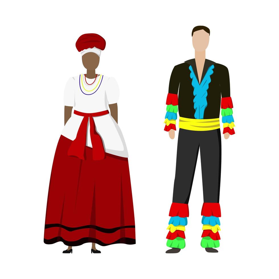 meisje en man in Spaanse folk nationale feestelijke kostuums - vector