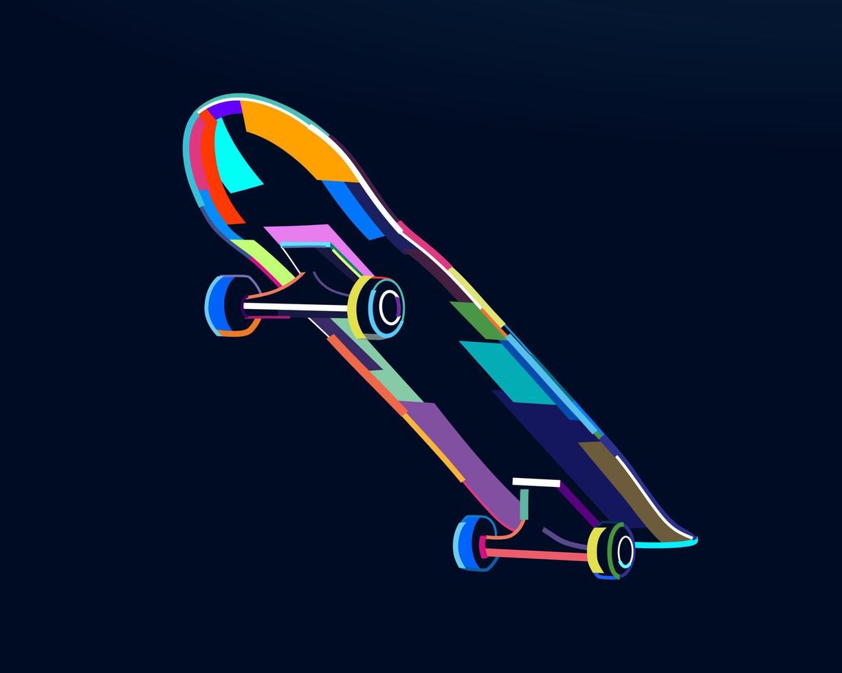 abstract skateboard van veelkleurige verven. gekleurde tekening. vectorillustratie van verf vector