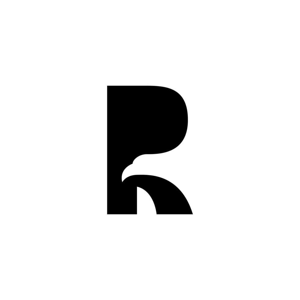 letter r adelaar logo ontwerp. letter r initialen. adelaar hoofd silhouet negatieve ruimte vector