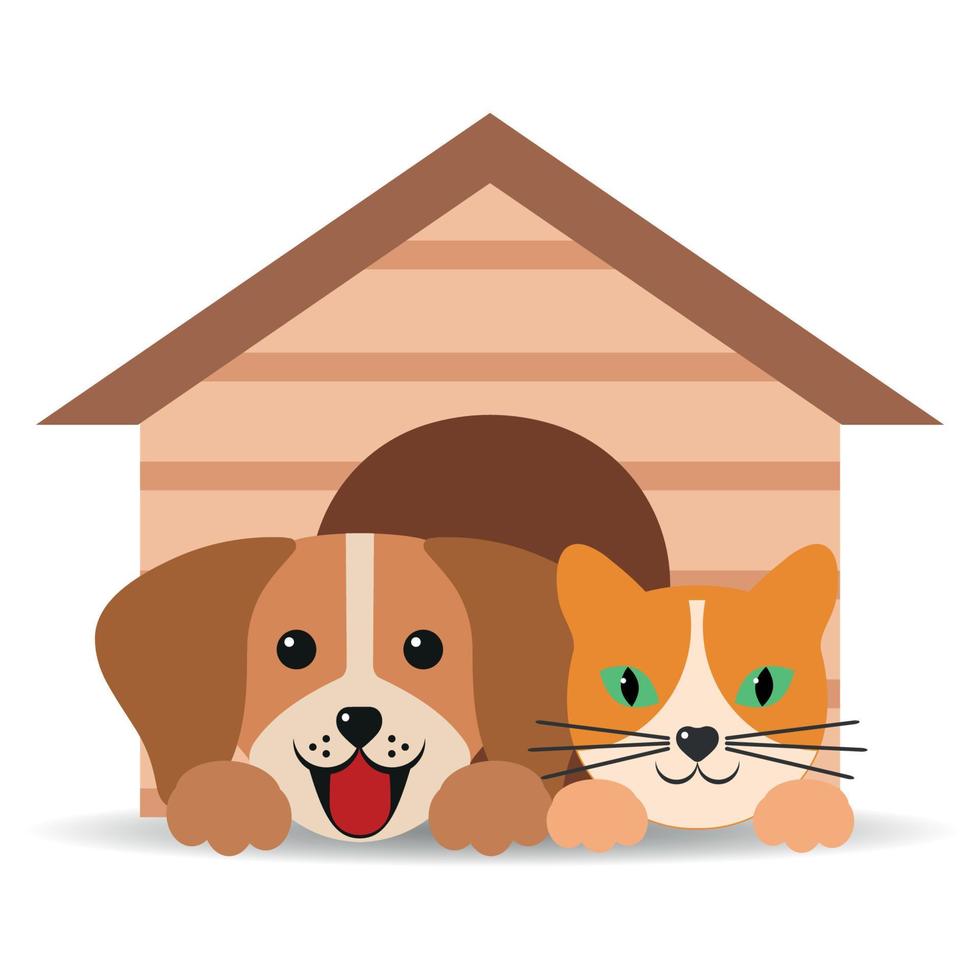 huis voor huisdieren. hond en kat in een kennel. vector