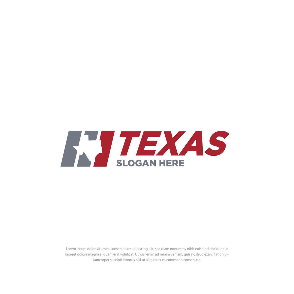 Texas kaart vectorillustratie met logo teken in rood en grijs kleurenschema vector