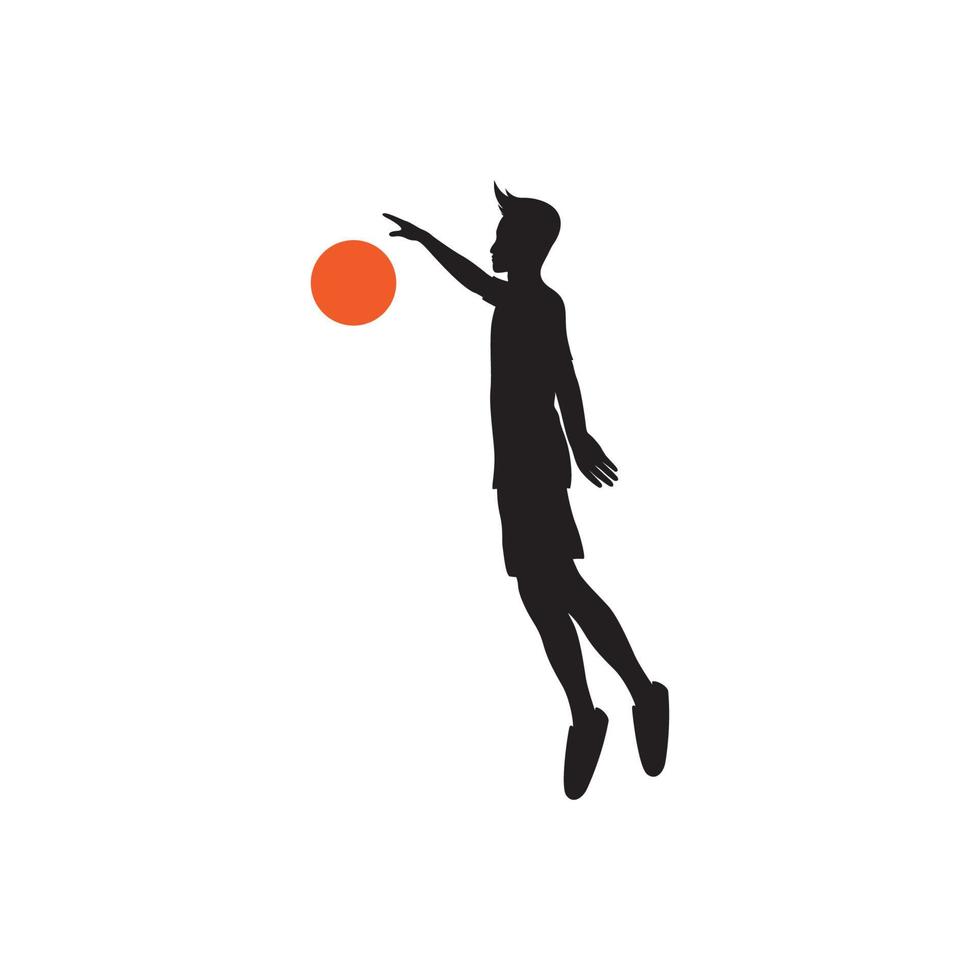 silhouet jonge man opleiding sprong basketbal logo ontwerp, vector grafisch symbool pictogram illustratie creatief idee